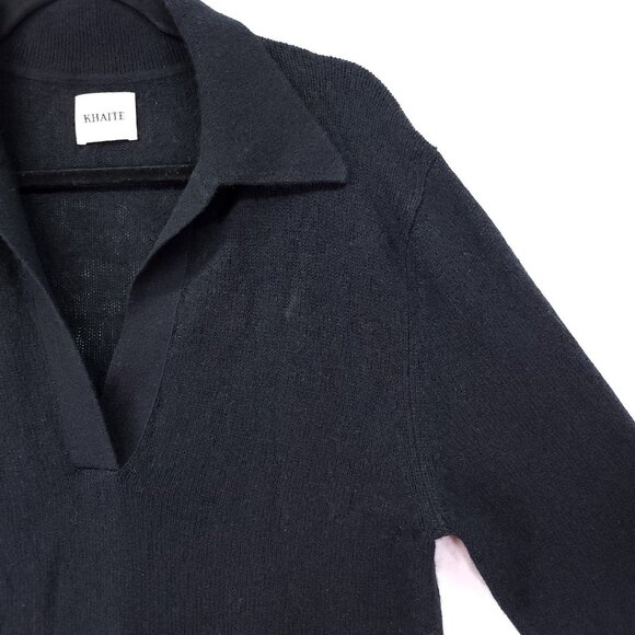 KHAITE Jo Cashmere Longline Sweater Size Small Black Designer Minimalist Tunic - Picture 9 of 16